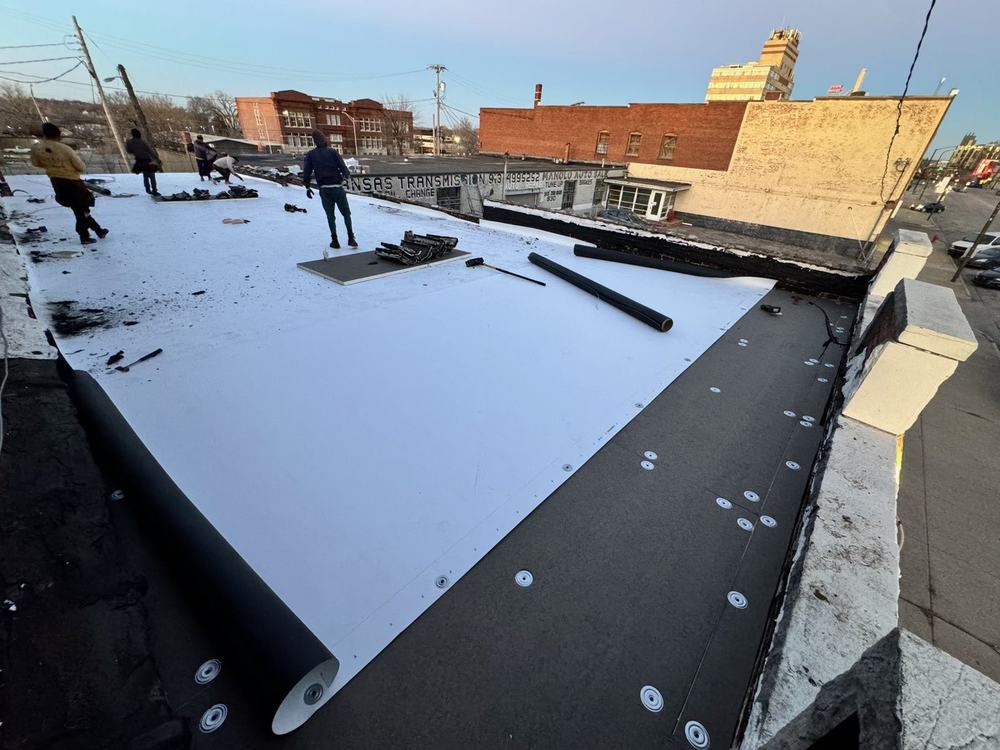 New membrane system installed on a flat roof